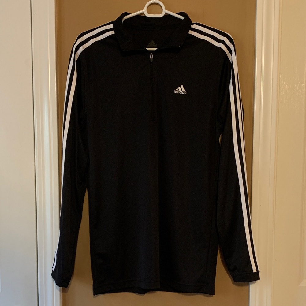 Adidas Black Track Jacket with White Stripes